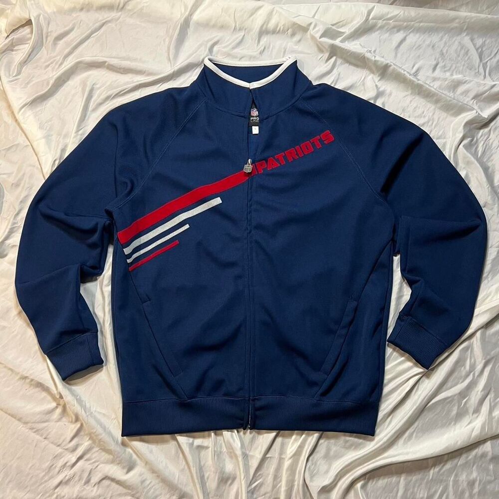 NFL Patriots Pro Line Zip Up Pullover New England Blue and Red